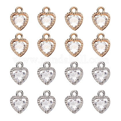 PandaHall 100 pcs 2 Colors Heart Shape Cubic Zirconia Alloy Crystal Pendant Charms Sets for Necklace Jewelry DIY Craft Making ZIRC-PH0002-19-1
