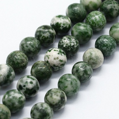 Natürliche grüne Fleck Jaspis Perlen Stränge G-I199-30-10mm-1