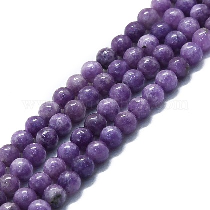 Fili di perle di pietra mica naturale di lepidolite / viola G-P457-C02-09-1