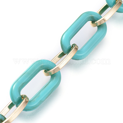 Handgefertigte Kabelketten aus Acryl und Aluminium AJEW-JB00559-01-1