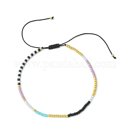 Bracciale da donna con perline intrecciate con semi di vetro BJEW-JB09601-1