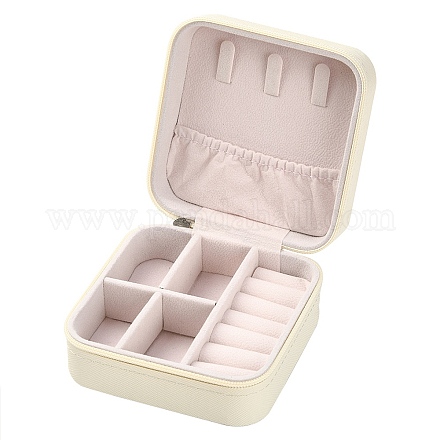 Caja de cremallera de joyería de cuero de imitación LBOX-T001-01A-1