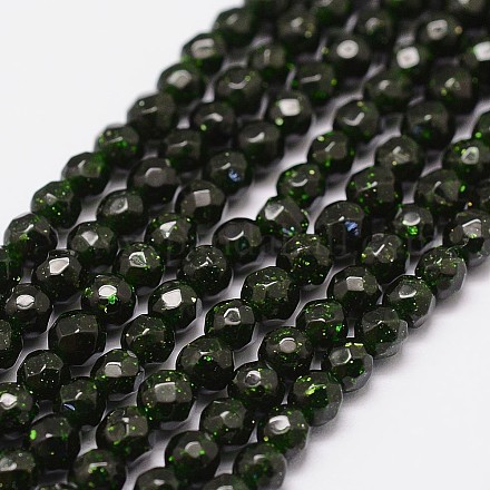 Synthetic Green Goldstone Beads Strands G-N0178-04-6mm-1