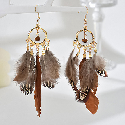 Серьги-люстры из сплава в форме перьев FS-WGC79E4-01-1