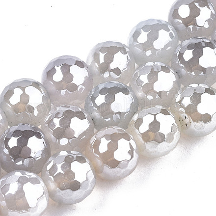Galvanisieren natürliche Achat Perlen Stränge G-T131-55-28-1