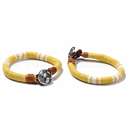 Bracelets tissés unisexes à la mode en ficelle de jute BJEW-L255-10-1