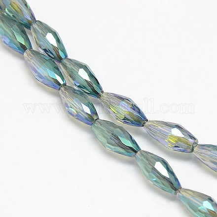 Galvanisieren Kristallglas Reis Perlen Stränge X-EGLA-F042-A13-1