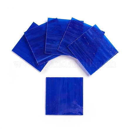 さまざまなガラスシート  大聖堂のガラスモザイクタイル  工芸用  ブルー  100.5x100.5x2.5mm GLAA-G072-07A-1