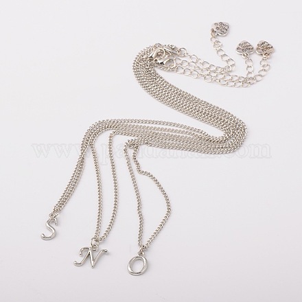 Mixed Letters Platinum Alloy Initial Pendant Necklaces NJEW-JN00900-M-1