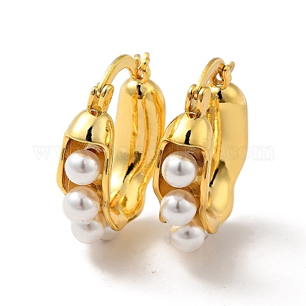 Boucles d'oreilles créoles épaisses en perles d'imitation abs EJEW-F288-03G-1