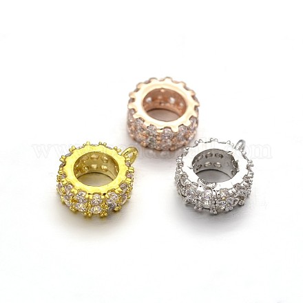 Rack Plating Brass Micro Pave Cubic Zirconia Tube Bails ZIRC-I012-04-RS-1