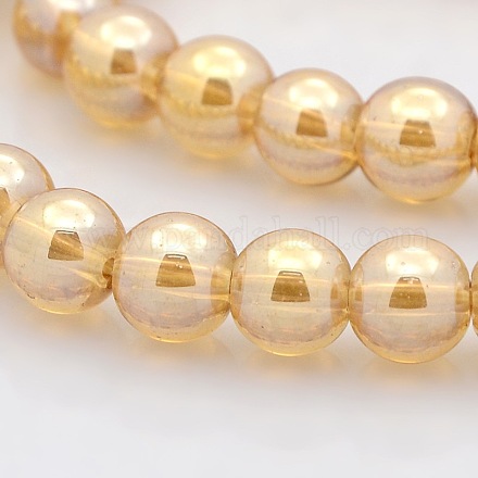 Pearl Luster Plated Glass Round Beads Strands GLAA-A025-8mm-PL01-1