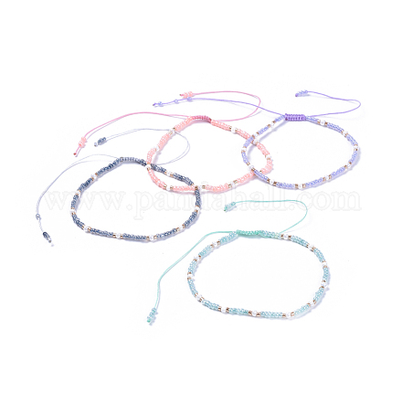 Bracciali di perline intrecciati con filo di nylon regolabile BJEW-JB04377-1