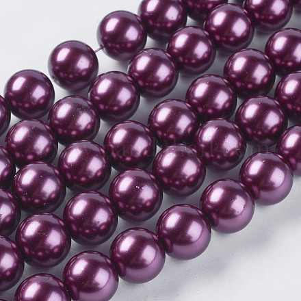 Chapelets de perles en verre nacré HY14mm104-1