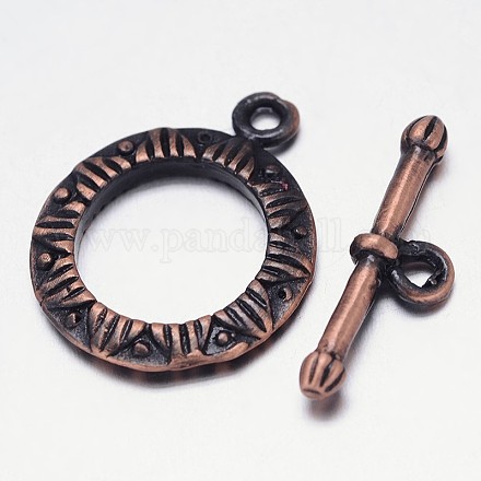 Brass Carved Ring Toggle Clasps KK-L116-03R-NF-1