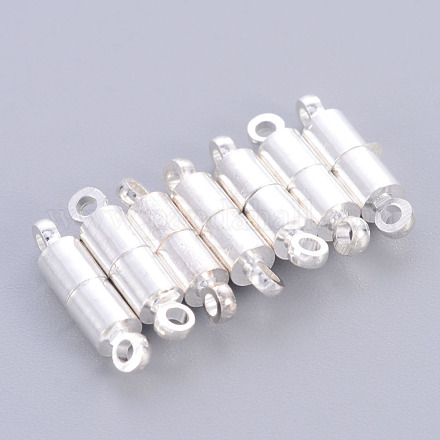 Silver Color Plated Column Brass Magnetic Clasps X-KK-J149-S-1