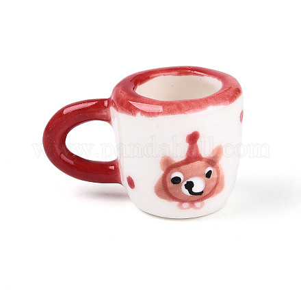Кружка с медведем из фарфора ручной работы PORC-T133-21C-1