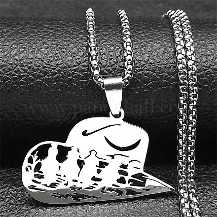 201 кулон из нержавеющей стали в форме ковбойской шляпы с полым сечением NJEW-H065-30P-1