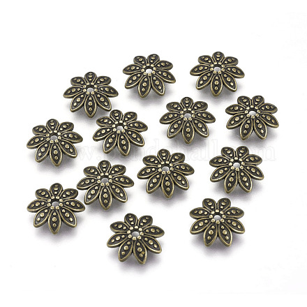 8 -petal tibetischen Stil Legierung Blume Perlenkappen X-TIBEB-2347-AB-FF-1