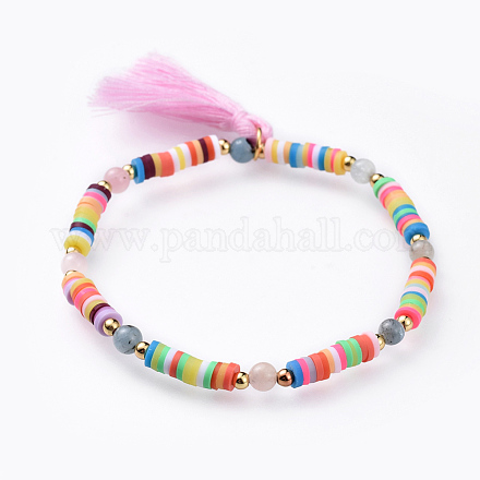 Pulseras de arcilla polimérica heishi bead stretch charm pulseras BJEW-JB04562-02-1