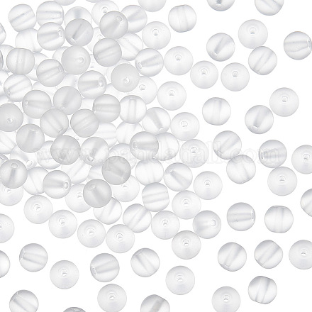 Olycraft 2 brins de perles rondes givrées en cristal de quartz naturel G-OC0003-96A-1