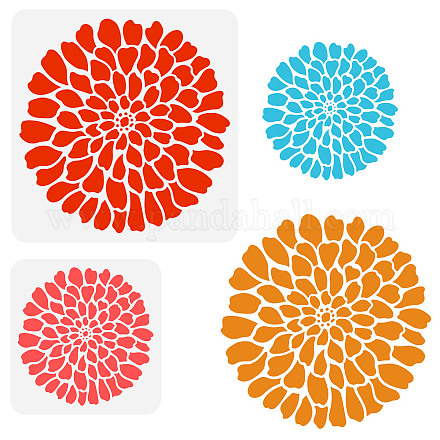 FINGERINSPIRE 6 PCS Cranes Painting Stencil With 1Pc Plastic Paint Brush, 8.3x11.7inch Lotus Flowers Leaves Stones Pattern Stencil For