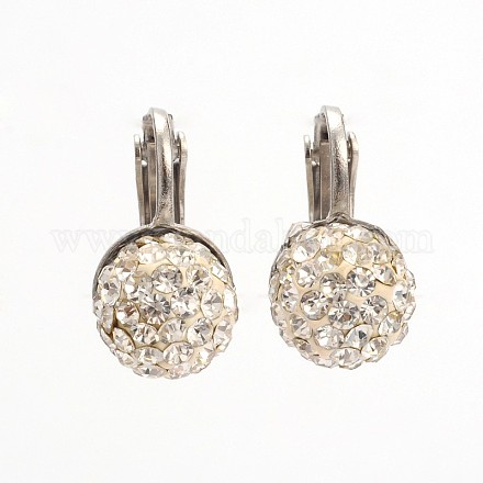 Trendy Polymer Clay Rhinestone Beads Clip-on Earrings EJEW-JE01514-04-1