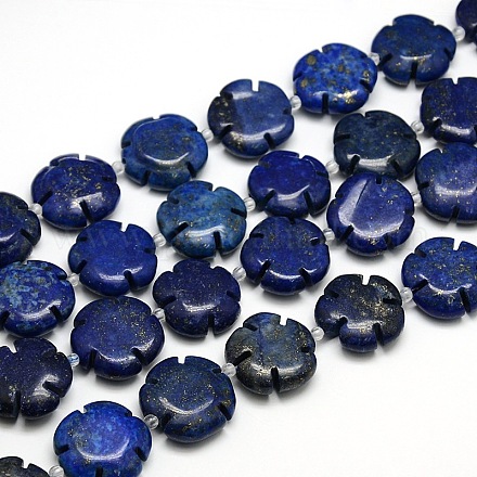 Natural Lapis Lazuli Flower Bead Strands G-L173-18mm-05-1