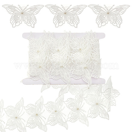 3 ярд органзы с отделкой из кружева с вышивкой из пластиковых жемчужин OCOR-MA0001-69-1