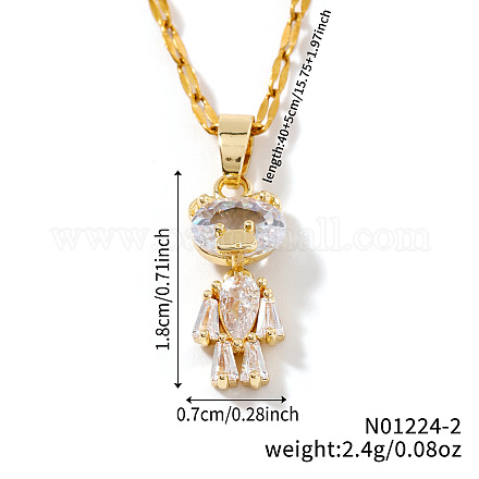 Латунные ожерелья с подвеской в виде медведя из кубических цирконий OM9816-2-1