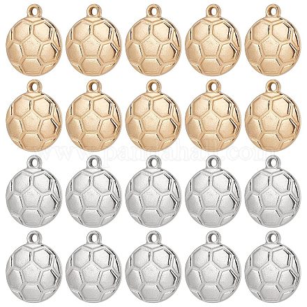 SUNNYCLUE 1 Box 20Pcs Soccer Charms Sport Charm Stainless Steel Football Charms Sports Ball Flat Round Charm for Jewelry Making Charms Bracelets Earrings Necklace Keychain Supplies Adult Craft STAS-SC0004-22-1