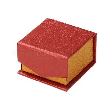 厚紙のリングボックス  磁石とベルベットと  正方形  インディアンレッド  5.5x5.5x3.5cm X-CBOX-G007-03-1