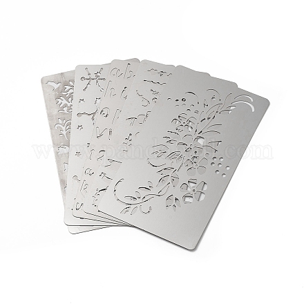 ステンレス鋼のカッティングダイステンシル  DIYスクラップブッキング/フォトアルバム用  装飾的なエンボス印刷紙のカード  混合模様  ステンレス鋼色  177x101x0.5mm STAS-XCP0001-66-1