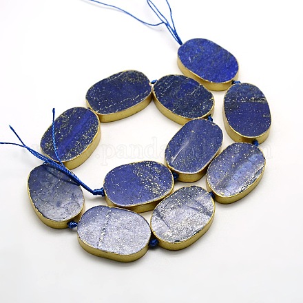 Oval Natural Lapis Lazuli Beads Strands G-N0119-02-1