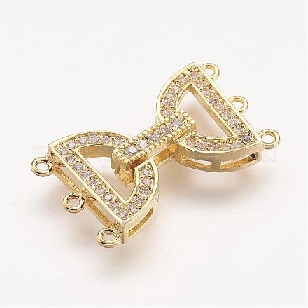 Brass Micro Pave Cubic Zirconia Fold Over Clasps ZIRC-F047-05G-1