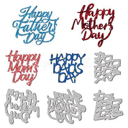 Globleland „Happy Father's Day“-Stanzformen „Happy Mother's Day“-Stanzformen aus Karbonstahl zum Selbermachen „Happy Dad's Day“ Happy Mom's Day-Prägeschablonenvorlage für die Kartenherstellung DIY-WH0309-773-1