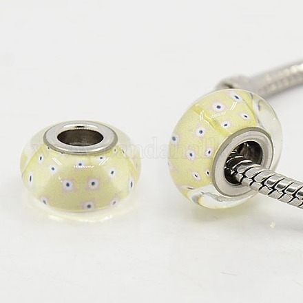Platinum Color Brass Double Cores Glass European Beads Fit European Bracelets DIY X-GPDL-D011-089-1