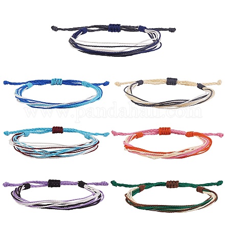 Waxed Polyester Cord Bracelets Set BJEW-SW00031-1