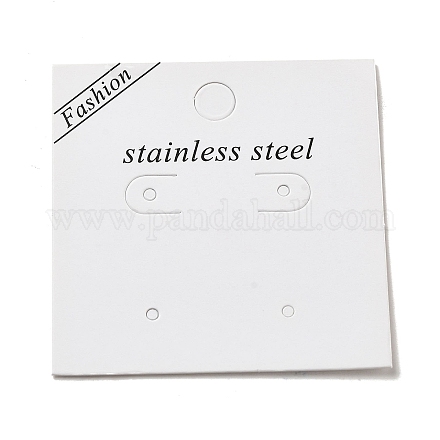 単語付き紙ディスプレイカード ステンレススチール  ピアスに使用  正方形  ホワイト  5.5x5.5x0.05cm CDIS-L009-10-1