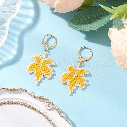 Серьги-гвоздики с застежкой-рычагом из нержавеющей стали 304 с бусинами в форме листа EJEW-MZ00536-01-1