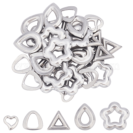 Unicraftale 40pcs 5 estilo 304 anillos de unión de acero inoxidable STAS-UN0023-67-1