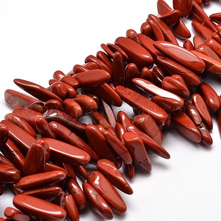 Natural Red Jasper Chip Beads Strands G-E271-20-1