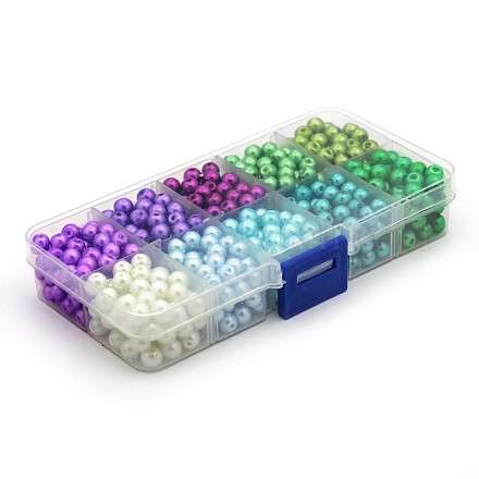 1 box gemischten Stil runden Glas Perlen HY-X0001-B-2-1