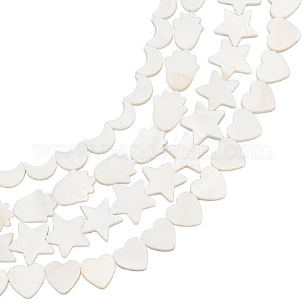 Benecreat 4 hebras 4 estilos perlas de concha de agua dulce natural hebras SHEL-BC0001-032-1