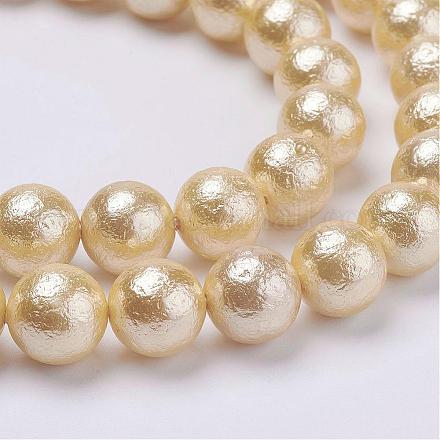 Wrinkle Textured Shell Pearl Beads Strands BSHE-E016-6mm-04-1