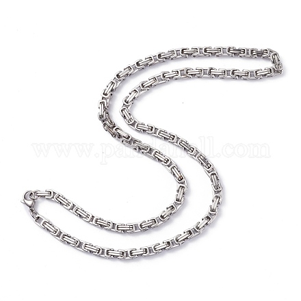 201 Stainless Steel Byzantine Chain Necklaces NJEW-I248-03A-P-1