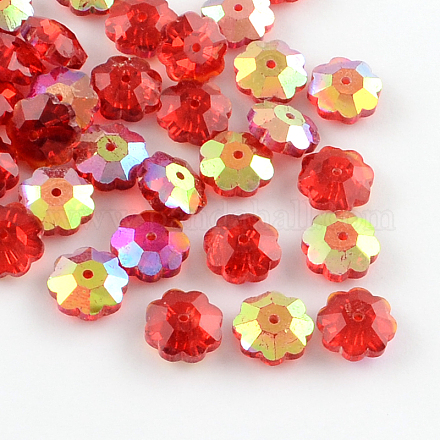 Ab-colore del fiore placcato perle di vetro trasparente X-GLAA-R160-01AB-1
