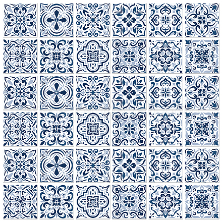 CHGCRAFT 36PCS Bohemian Peel and Stick Tile Stickers 4x4 inch Wall Stickers Waterproof Detachable PVC Wall Tile Stickers for Kitchen Washroom Bedroom Wall Table Office DIY-WH0454-005-1