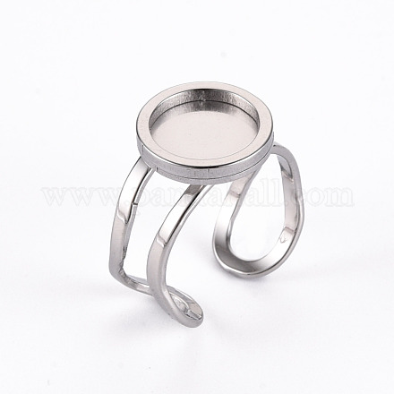 201 Stainless Steel Cuff Pad Ring Settings STAS-S080-040A-P-1