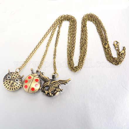 Alliage pendentif animal montre de poche de collier WACH-F003-M3-1